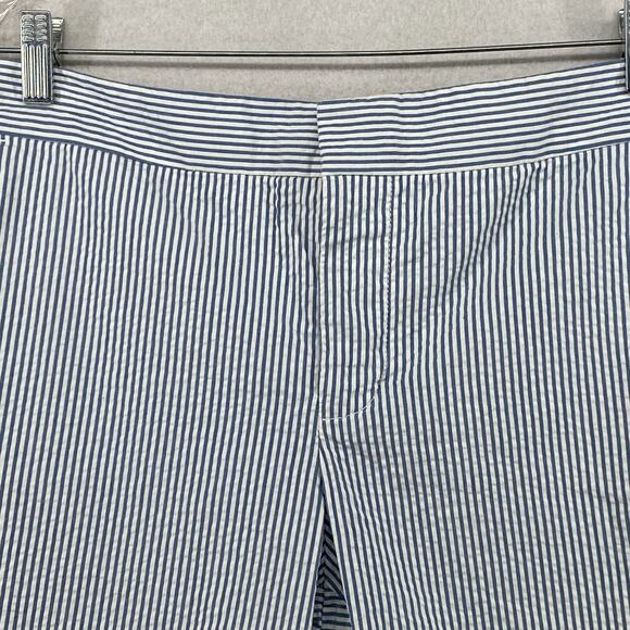 CHAPS Shorts Womens 12 Seersucker Striped Chino 11" Walking Cotton Blue White - Picture 5 of 11
